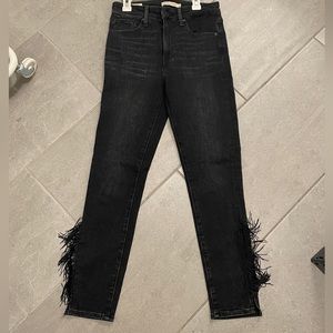 721 levi black skinny jeans with fringe